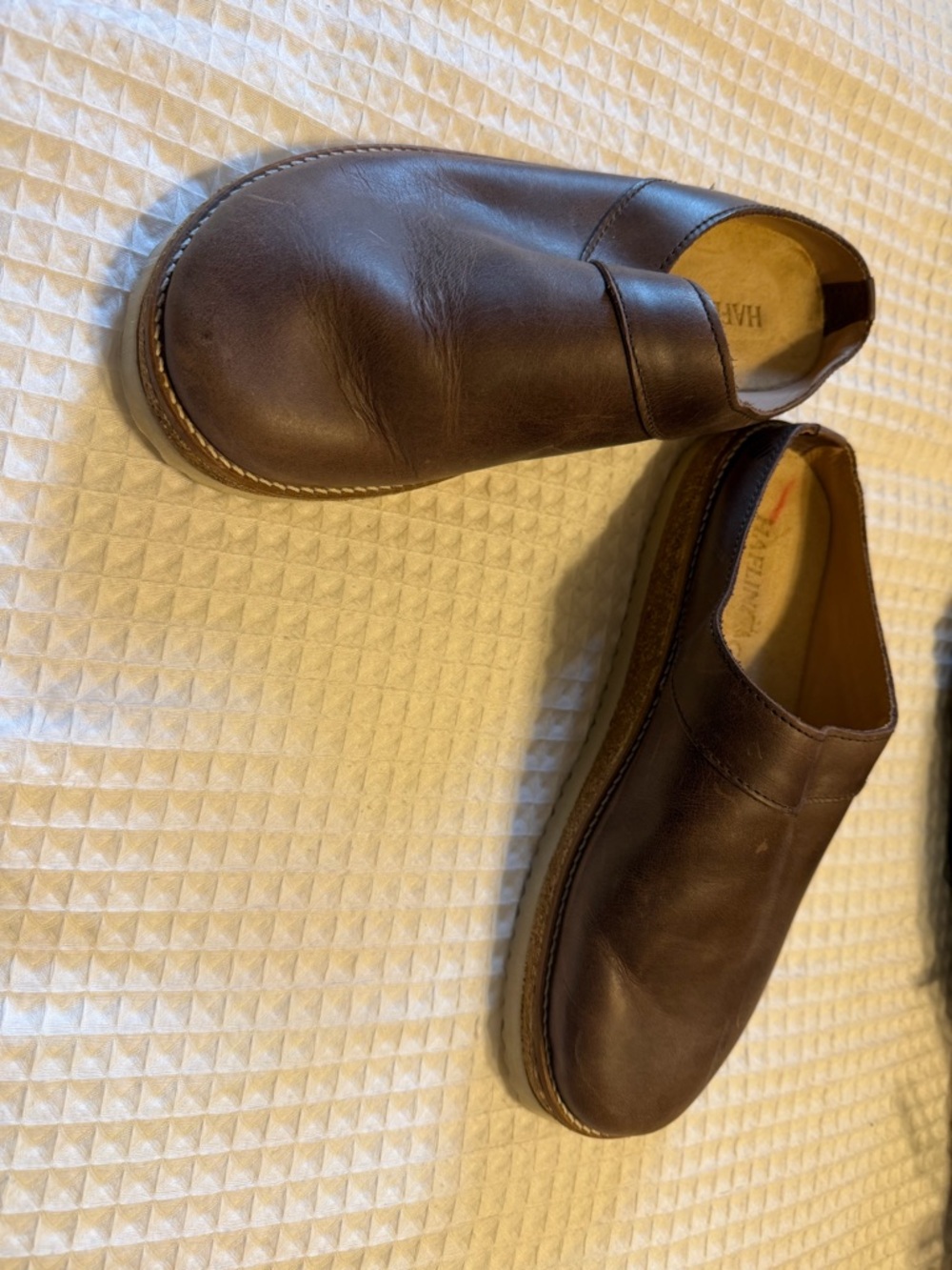 Haflinger Brown Taupe Leather Slip-On Clog - Picture 4 of 4